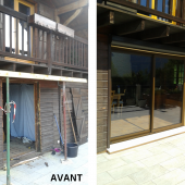 Remplacement porte-fenêtre par baie coulissante.